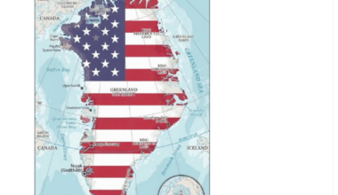 Kart over Island med amerikansk flagg