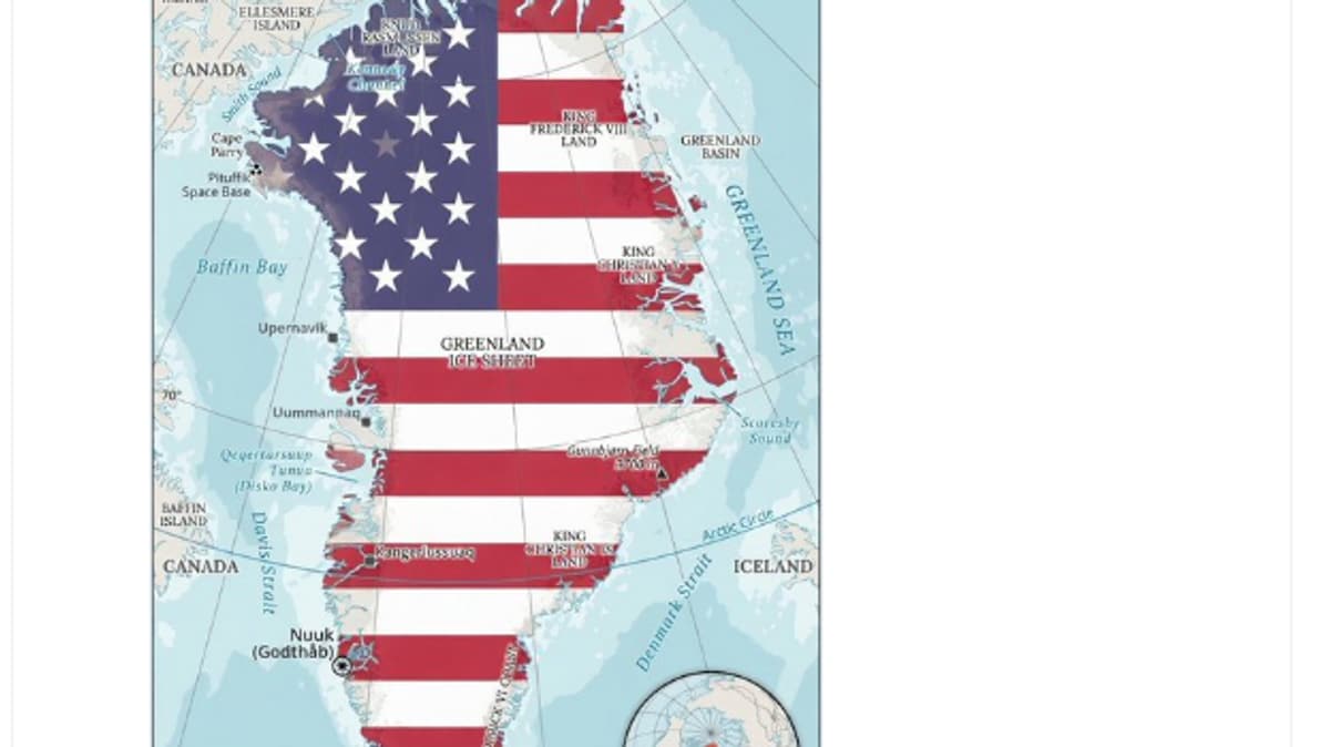 Kart over Island med amerikansk flagg