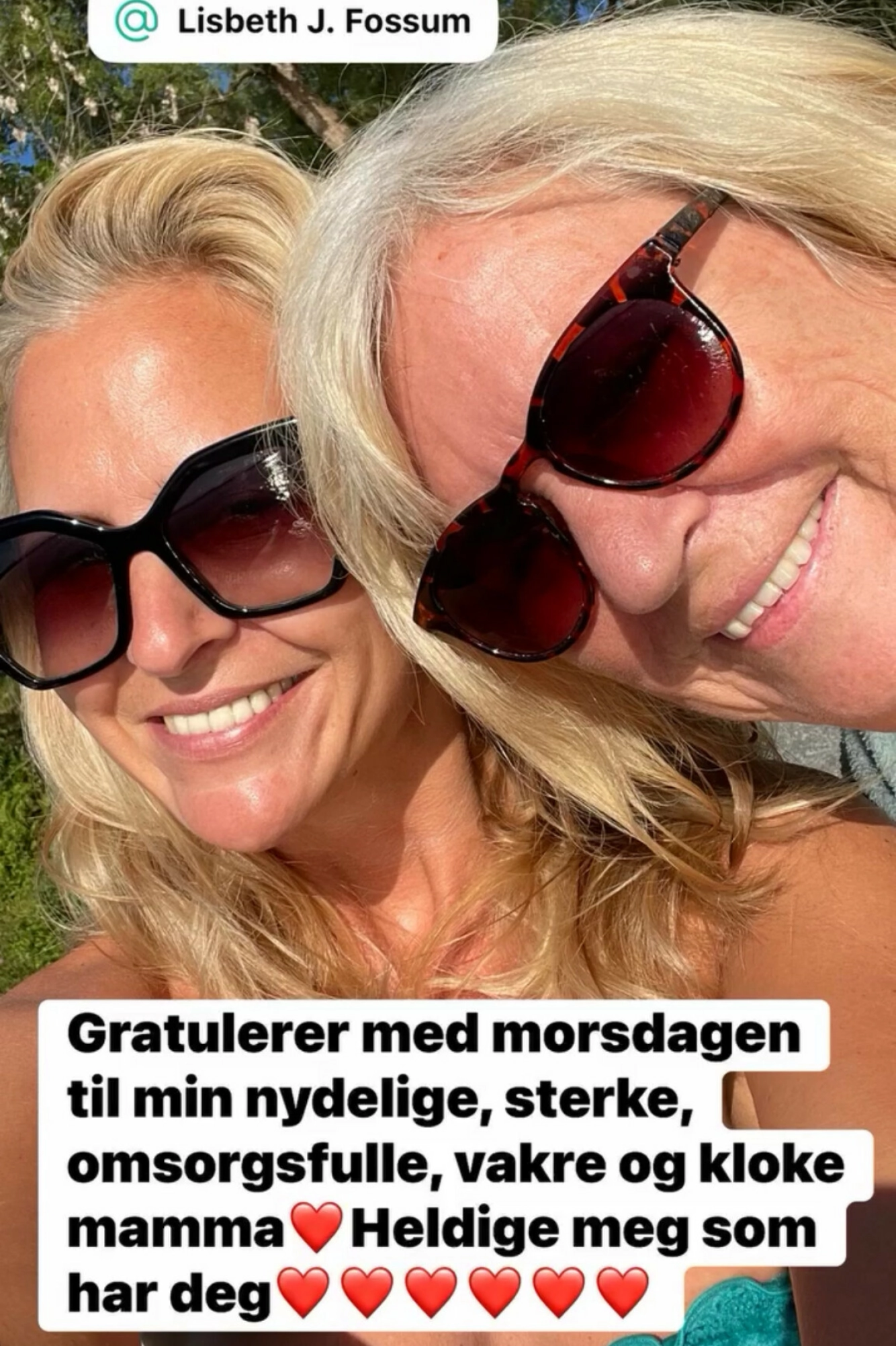 Cathrine Fossum hyller moren. Foto: Skjermdump: @cathrine_fossum / Instagram