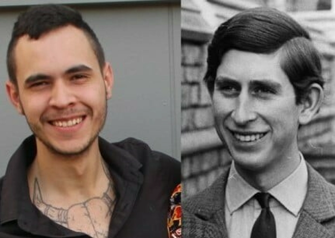 DOBBELTGJENGER? Simon Charles har delt en rekke bilder av sønnen, og mener han er slående lik sin «bestefar» kong Charles. Foto: Facebook/Dorante-Day.