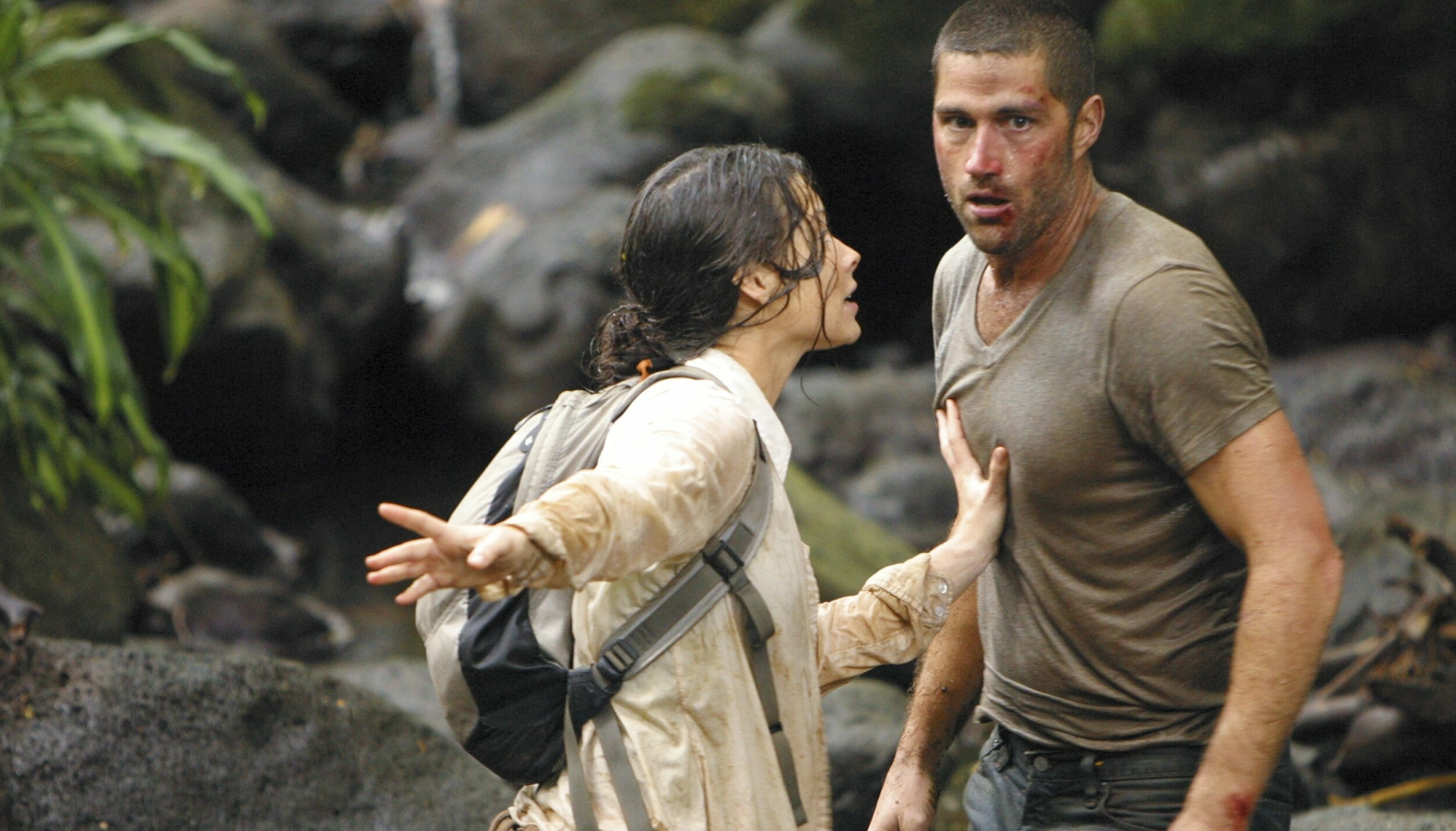 MEDSKUESPILLER: Evangeline Lilly og Matthew Fox avbildet i en av seriens mer dramatiske scener. Foto: NTB