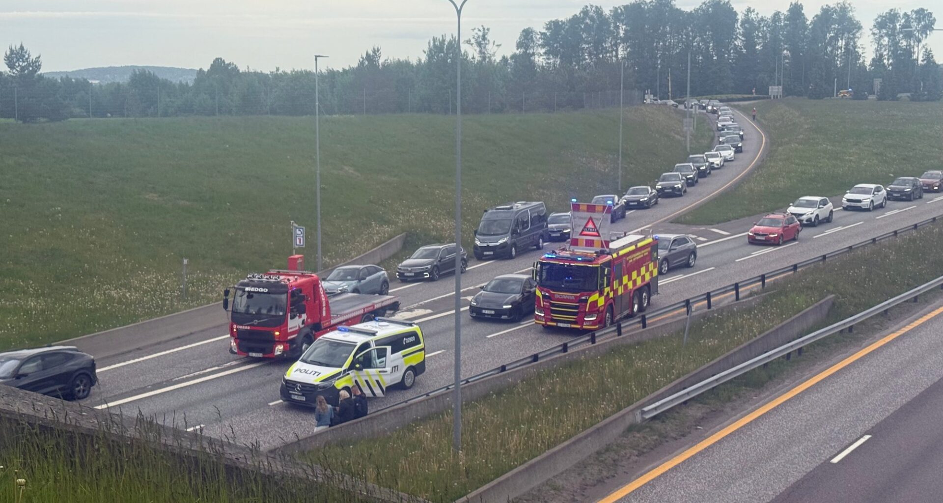 Ulykke, Tønsberg | Ulykke på E18 – store trafikale problemer