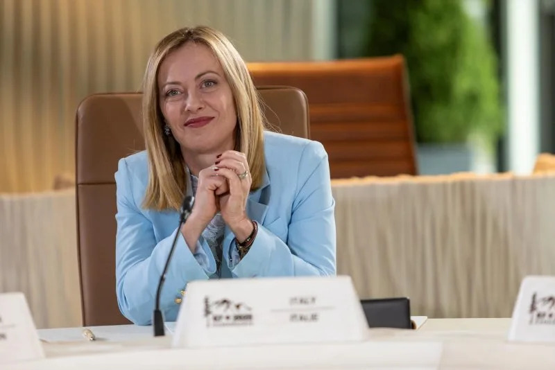 Italian Prime Minister Giorgia Meloni has pushed back against the United States on the war in Iran. President Donald Trump threatened to remove U.S. troops from Spain and Italy. File Photo via G7/UPI