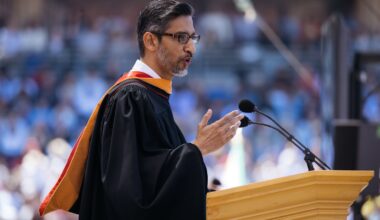 Sundar Pichai speaks at Stanford's 135th Commencement Ceremony.