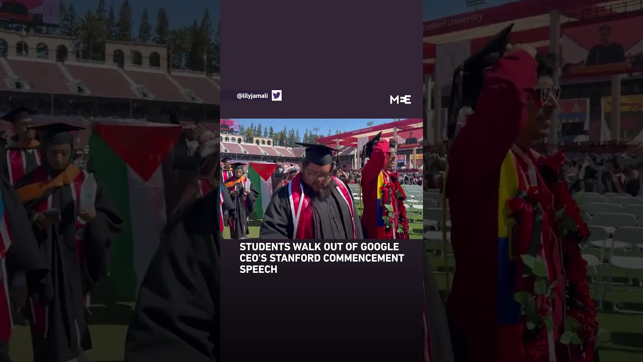 Students walk out of Google CEO's Stanford commencement speech