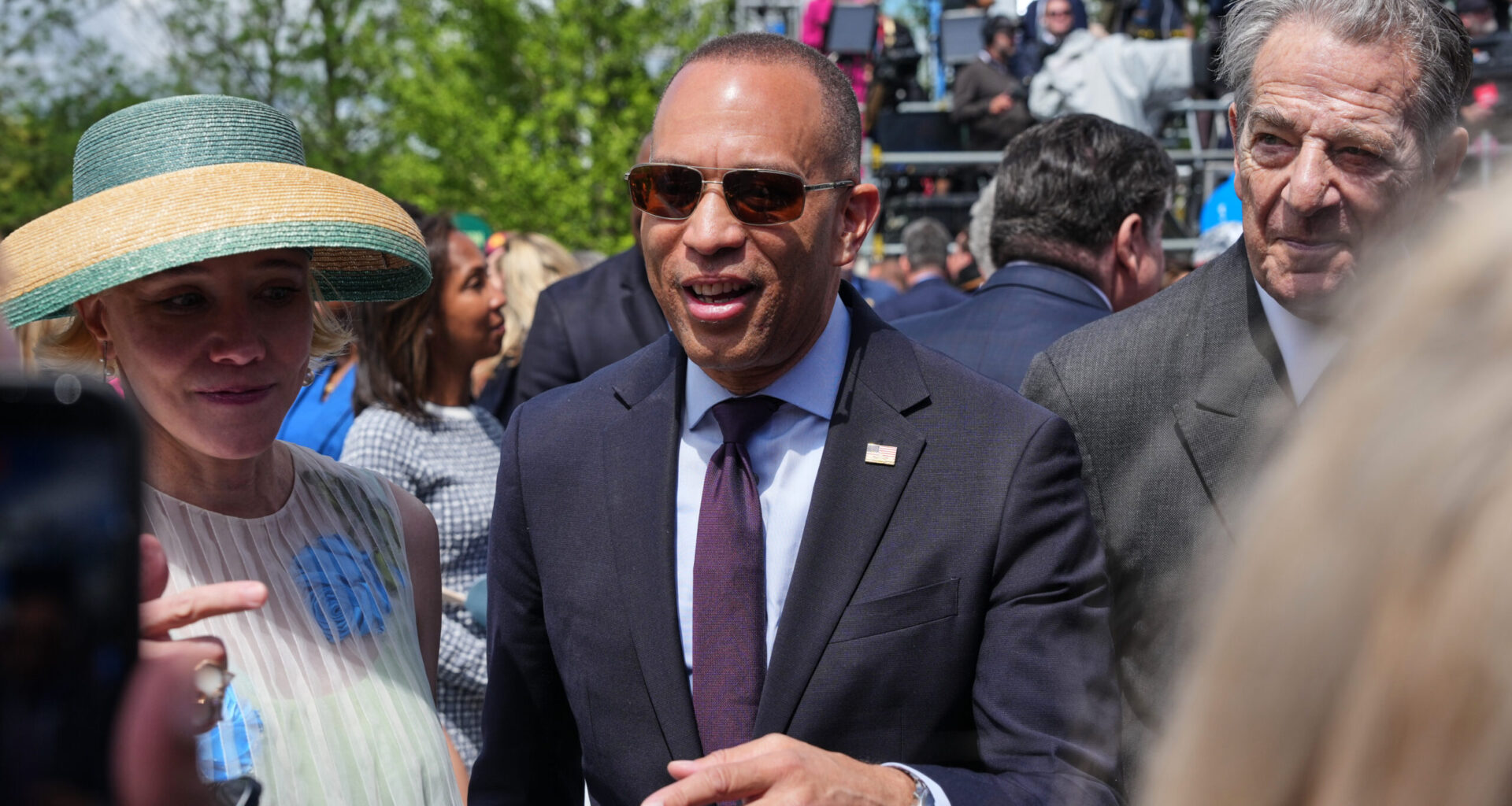 House Minority Leader Hakeem Jeffries, D-N.Y., arrives ahead of the Obama Presidential Center dedication ceremony Thursday, June 18, 2026, in Chicago. Photo: Alex Brandon/AP