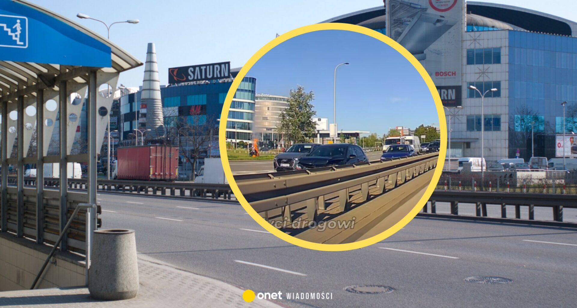 Pożar wózka inwalidzkiego przy ruchliwej ulicy. Kierowcy wybiegli z aut