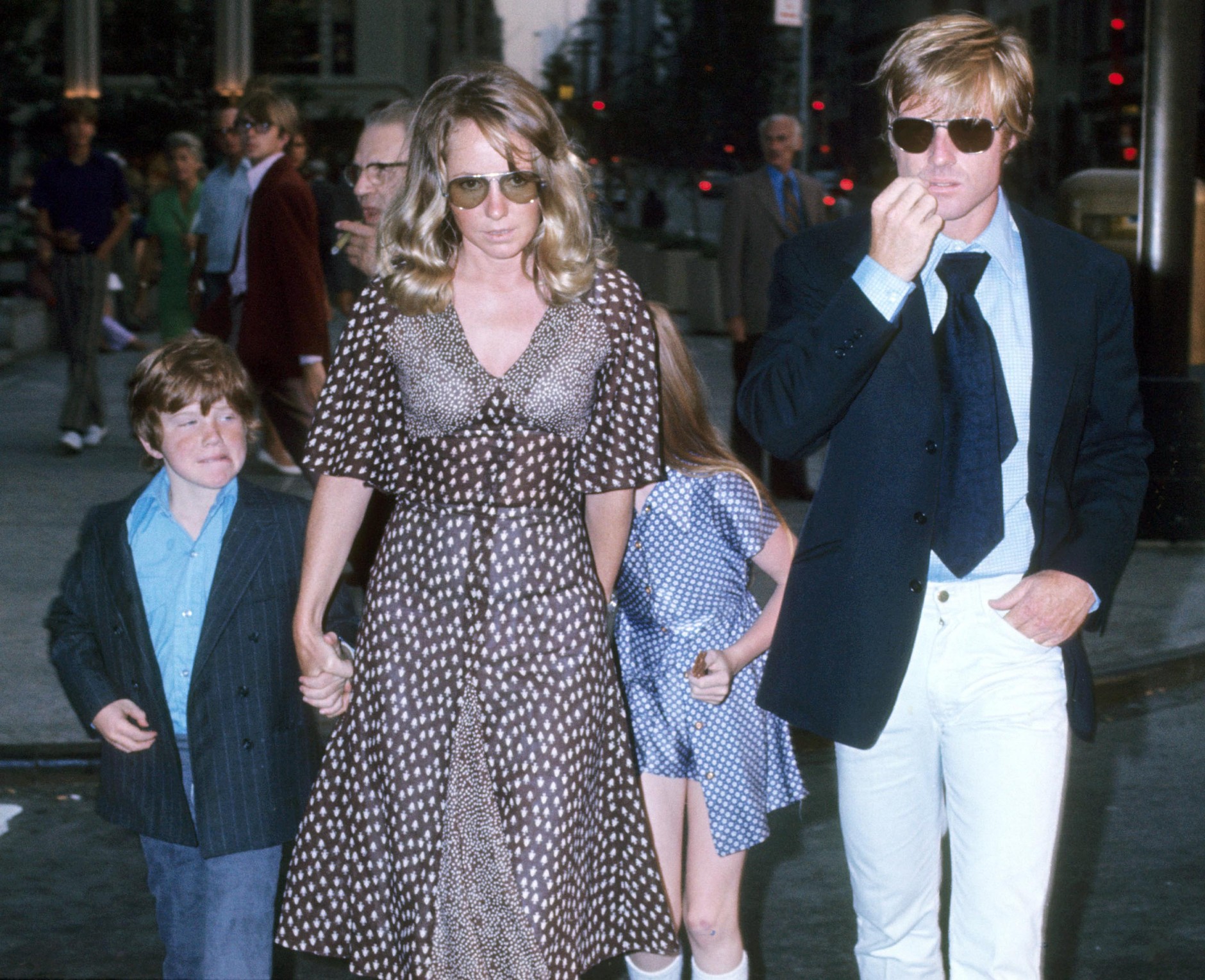 Robert Redford z żoną Lolą, synem Jamiem i córką Shauną