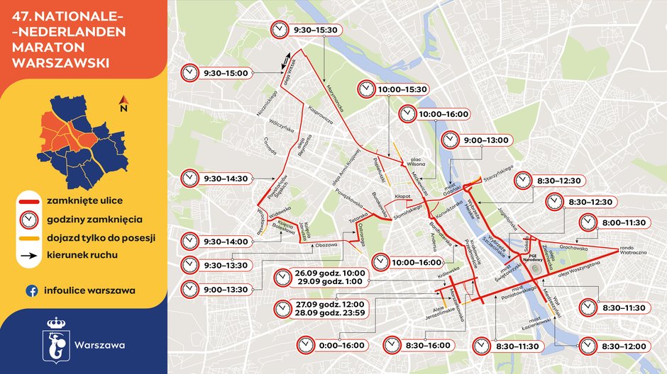 47. Nationale-Nederlanden Maraton Warszawski - zmiany w ruchu