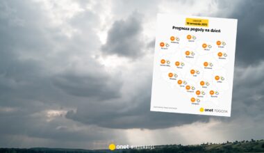 W czwartek na pogodę wpłynie ciepły front. To nie wróży dużej ilości słońca