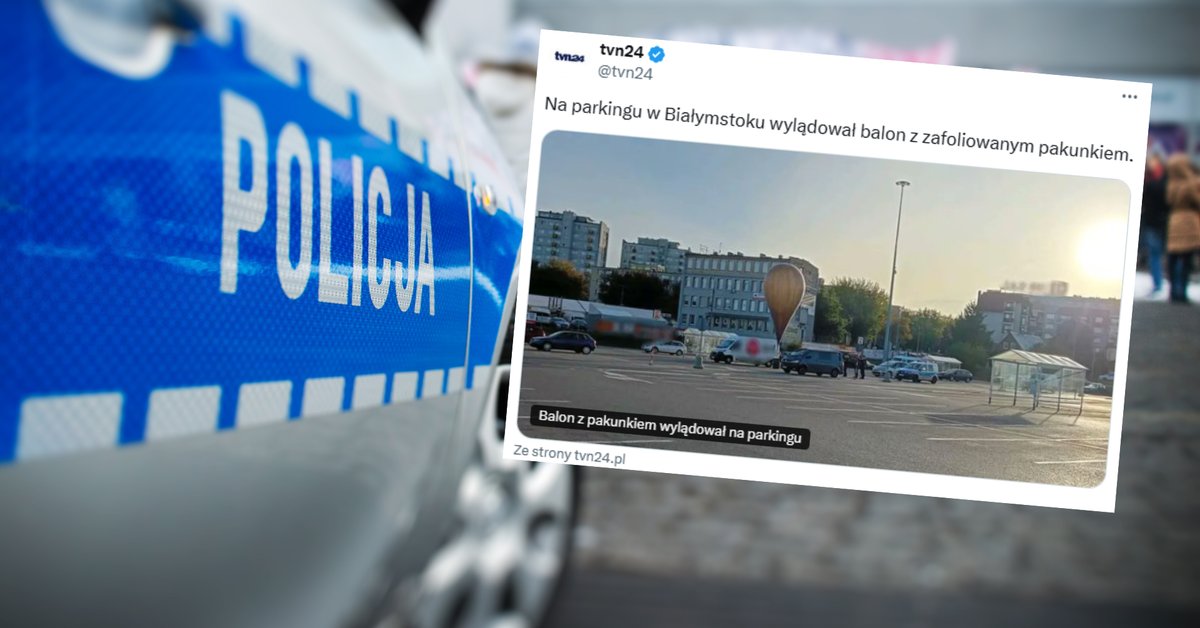 Balon z pakunkiem wylądował na parkingu w Białymstoku. Akcja służb - Onet