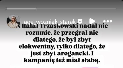 Screen z Instagrama Agnieszki Woźniak-Starak