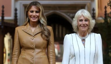 Królowa Kamila, król Karol III, Donald Trump i Melania Trump