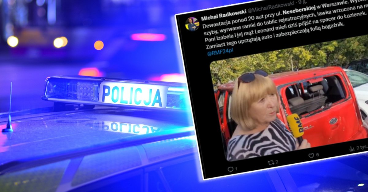 Kilkanaście aut zniszczonych na parkingu w Warszawie. Policja szuka sprawcy - Onet