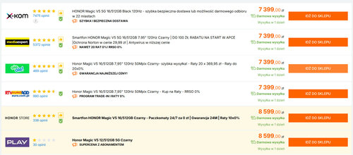 Ceny Honor Magic V5
