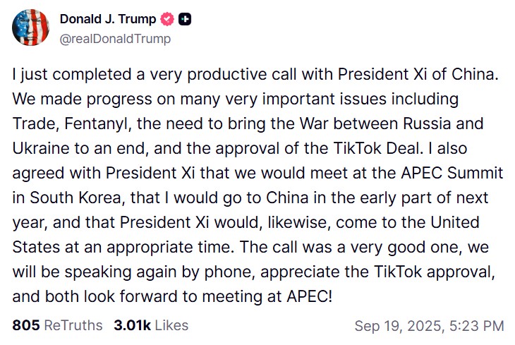 Wpis Donalda Trumpa