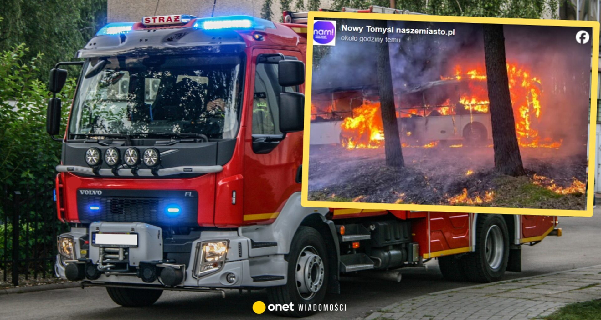 Pożar autokaru pod Nowym Tomyślem. Podróżowała nim grupa 44 przedszkolaków
