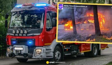 Pożar autokaru pod Nowym Tomyślem. Podróżowała nim grupa 44 przedszkolaków