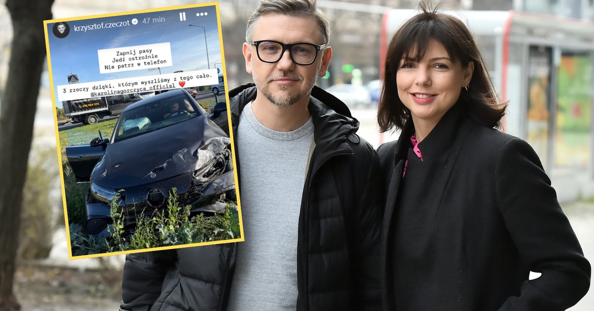 Wymowne słowa Krzysztofa Czeczota po wypadku. Zamieścił zdjęcie: dzięki temu wyszliśmy z tego cało