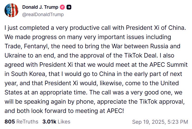 Wpis Donalda Trumpa