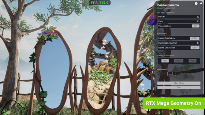 NVIDIA udostępnia demo Bonsai Diorama z RTX Mega Geometry i pełnym path tracingiem w Unreal Engine 5.6.1 [3]