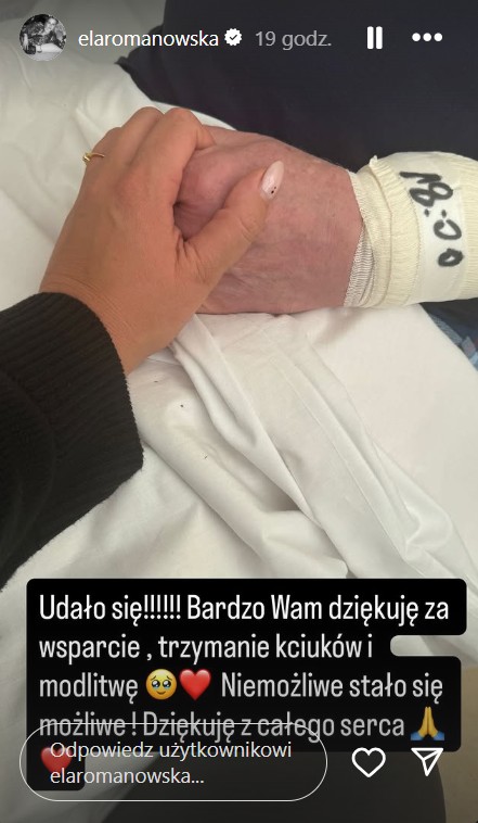 Elżbieta Romanowska o stanie zdrowia ojca