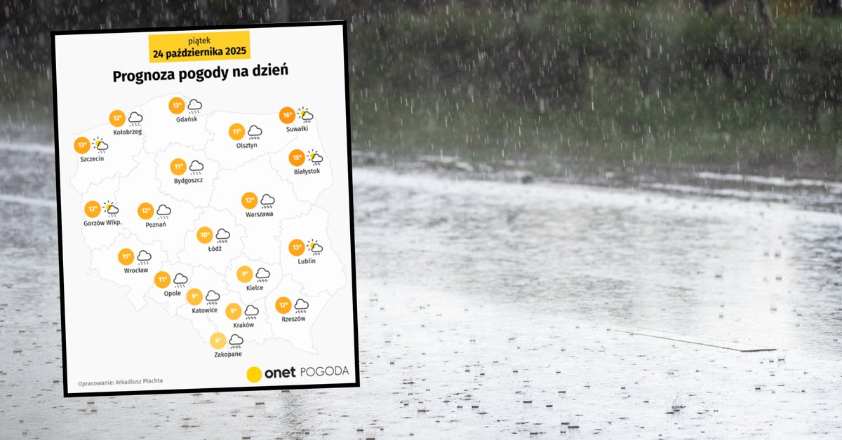 W nocy deszcz nie ustąpi, ale od zachodu zacznie się powoli wypogadzać