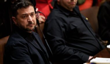 Prezydent Ukrainy Wołodymyr Zełenski na spotkaniu w Białym Domu