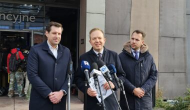 Politycy PiS: Tobiasz Bocheński, Mateusz Kurzajewski i Jan Kanthak