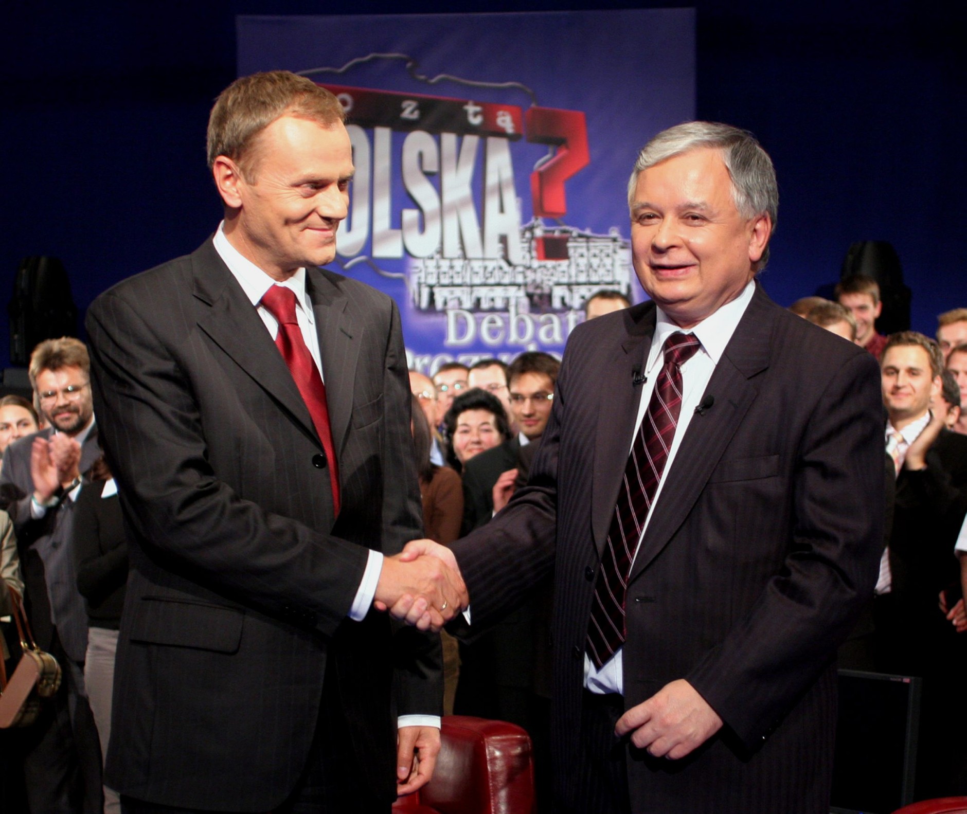 Donald Tusk i Lech Kaczyński w 2005 r.