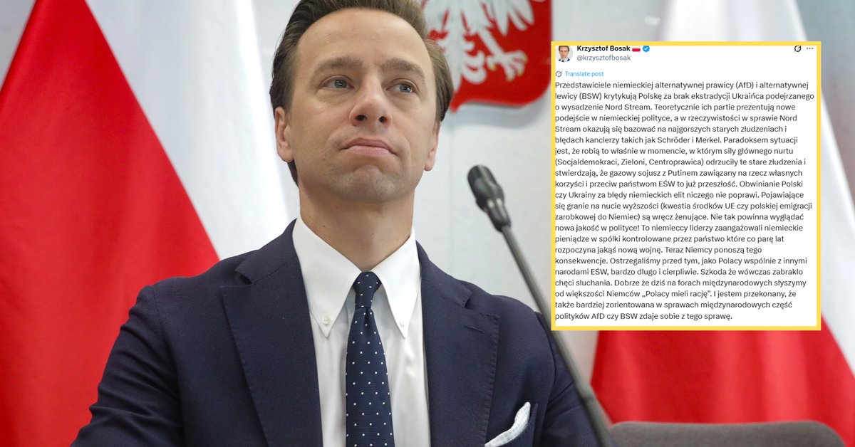 Stanowcze słowa Krzysztofa Bosaka w kierunku Niemców. "Wręcz żenujące"