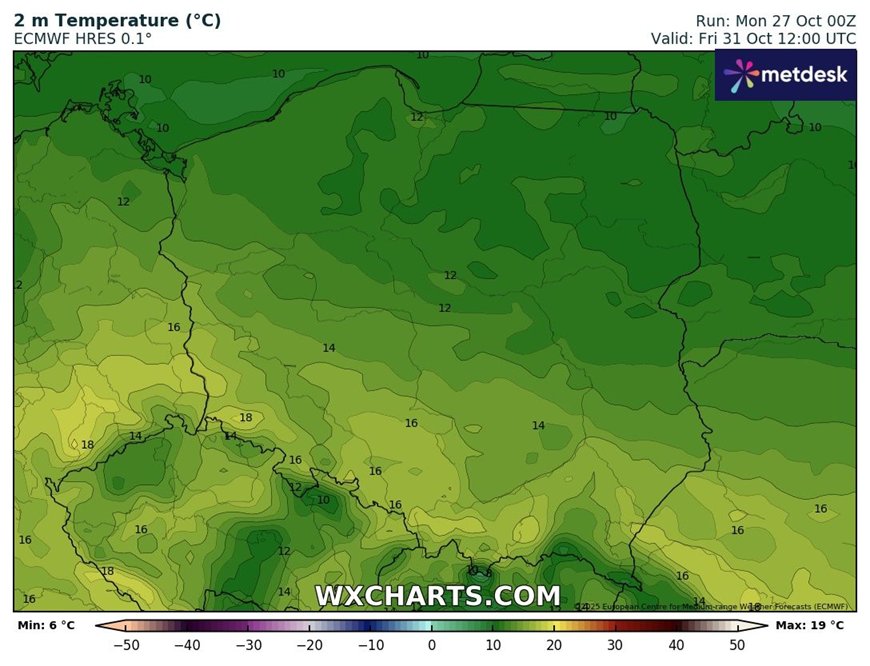 Październik pożegna się z nami wyjątkowo ciepłą pogodą, przede wszystkim na południu