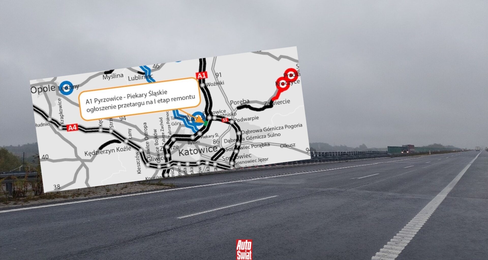 Pofalowana autostrada A1 na Śląsku doczeka się remontu. Ma być jak nowa. Ogłoszono pierwszy przetarg