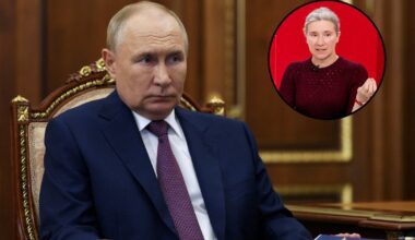 W ramce politolożka Jekaterina Szulman, w tle Władimir Putin