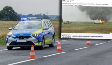 Tragedia koło Bydgoszczy. Auto stanęło w płomieniach, są dwie ofiary śmiertelne - Onet