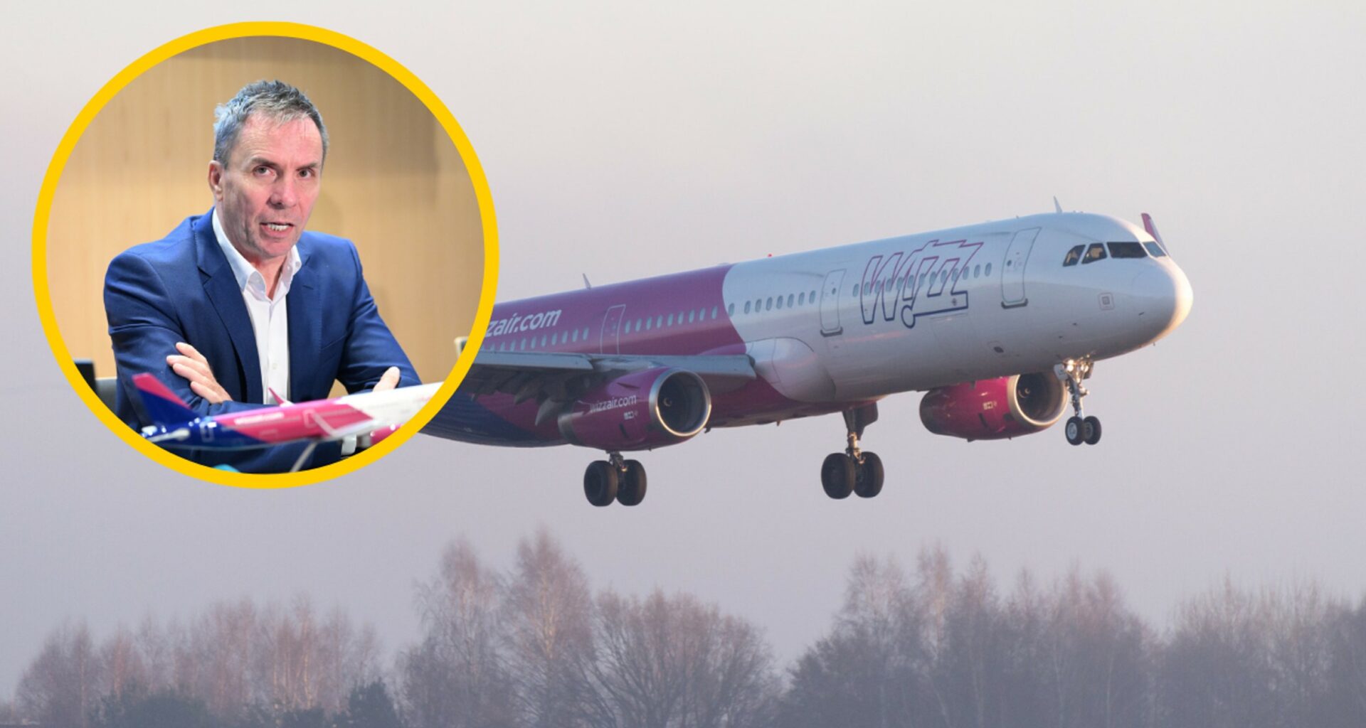 Prezes Wizz Air József Váradi (w kółku)  nie wyklucza zmian w polityce bagażową linii lotniczej