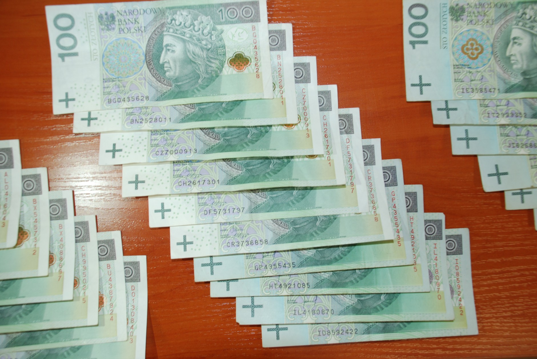 Część banknotów użytych przez CBA podczas wręczenia łapówki