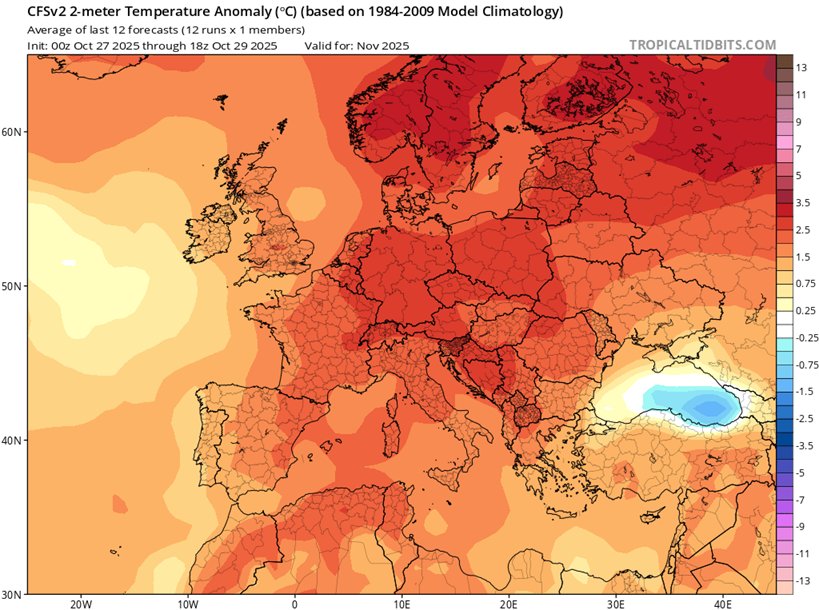 Listopad będzie w Polsce nawet o 2-3 st. C cieplejszy względem normy