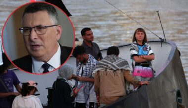 Na głównym zdjęciu szwedzka aktywistka Greta Thunberg (P) na pokładzie statku cywilnej flotylli przewożącej pomoc humanitarną dla Strefy Gazy, 1 września 2025 r. W ramce z lewej minister spraw zagranicznych Izraela Gideon Saar