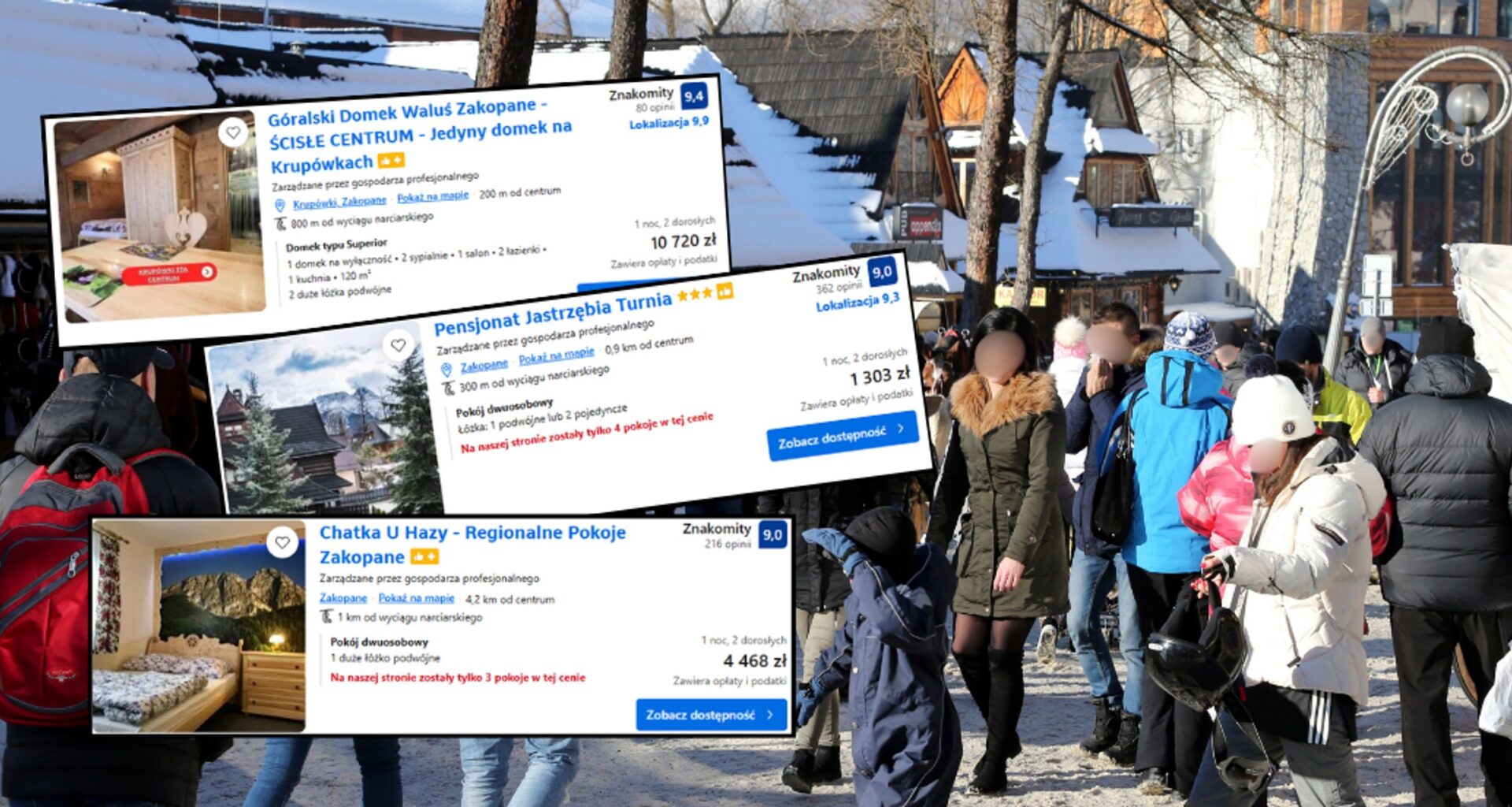 Sprawdziliśmy, jak wygląda obłożenie noclegowe na sylwestra w Zakopanem (screeny oferty są z dnia 09.10.2025 r.)