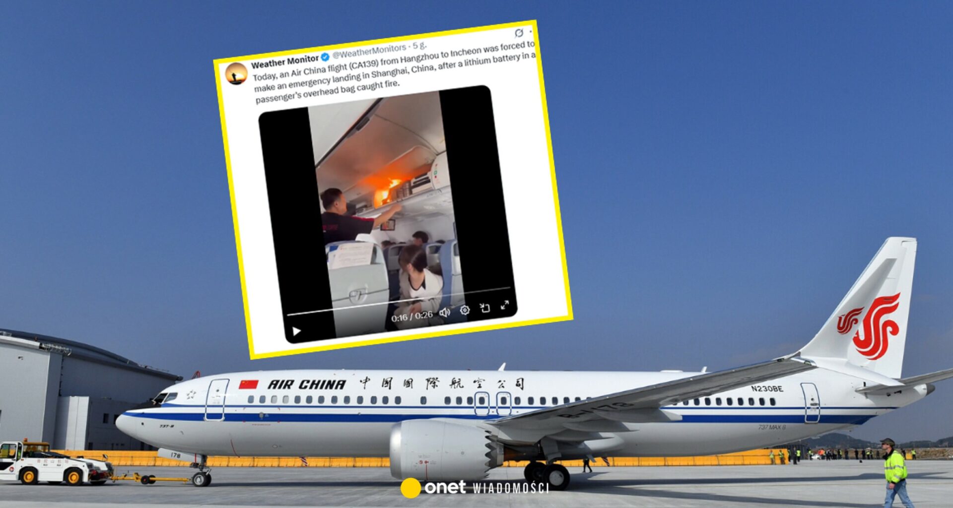 Pożar na pokładzie samolotu Air China. Maszyna lądowała awaryjnie
