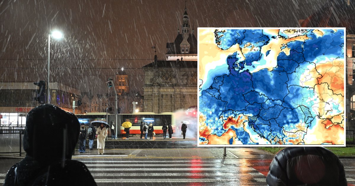 Pod koniec tygodnia miejscami zacznie padać mocniej i niewykluczone, że pojawi się nawet deszcz ze śniegiem