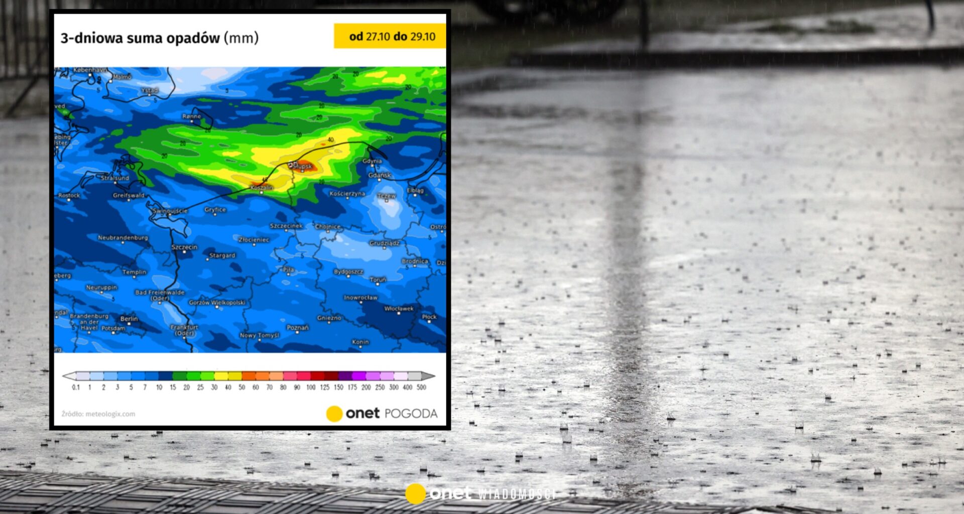 Ulewy zaatakują część Polski. Może spaść nawet 50 mm wody [MAPY]