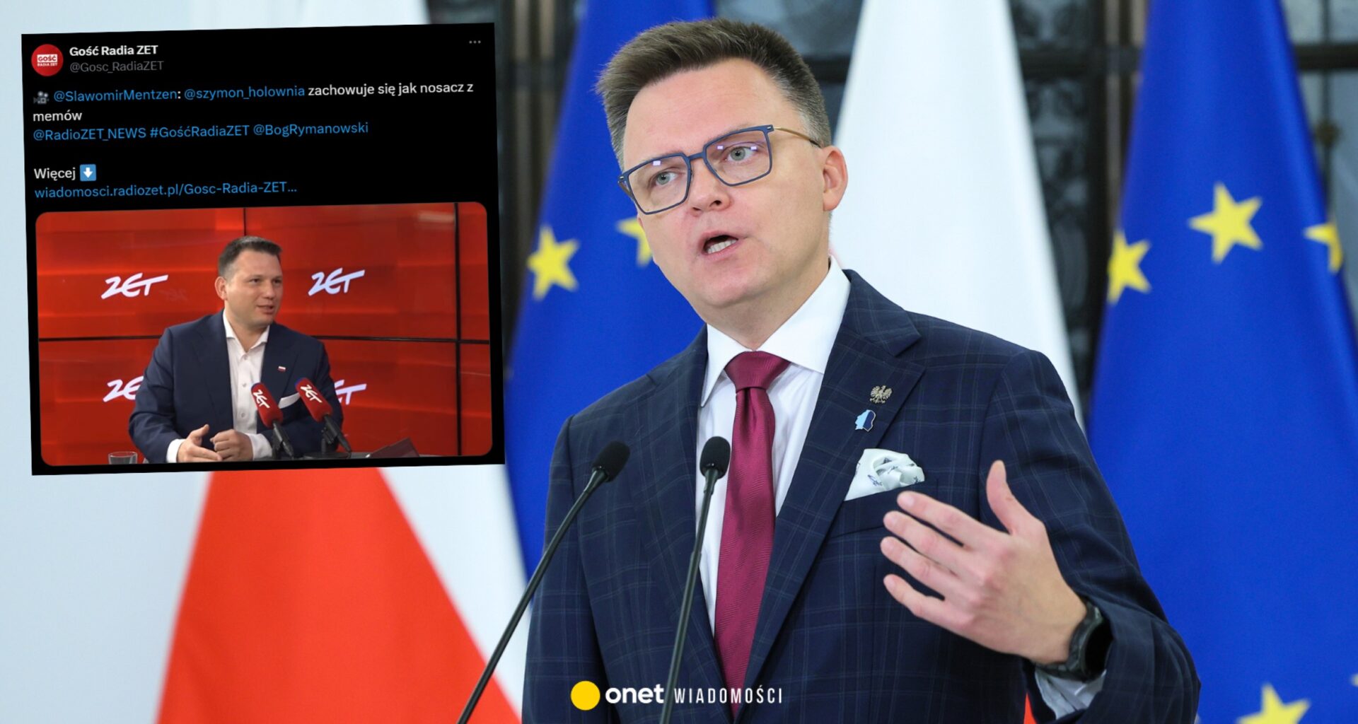 Sławomir Mentzen krytykuje Szymona Hołownię. "Zachowuje się jak nosacz z memów"