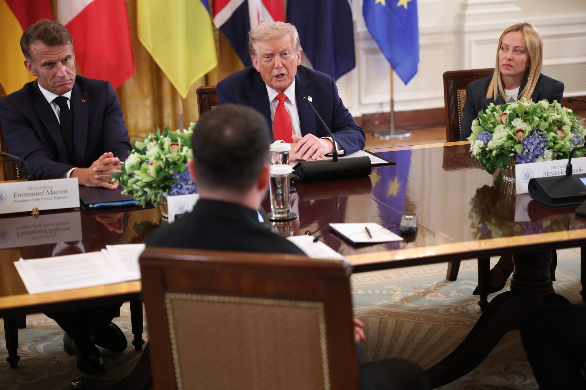 Giorgia Meloni podczas spotkania Donalda Trumpa z prezydentem Ukrainy Wołodymyrem Zełenskim i przywódcami europejskimi, Waszyngton, 18 sierpnia 2025 r.
