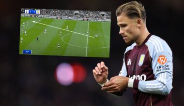 Tak wyglądało podanie Casha w meczu z Tottenhamem (źródło: "The Athletic")