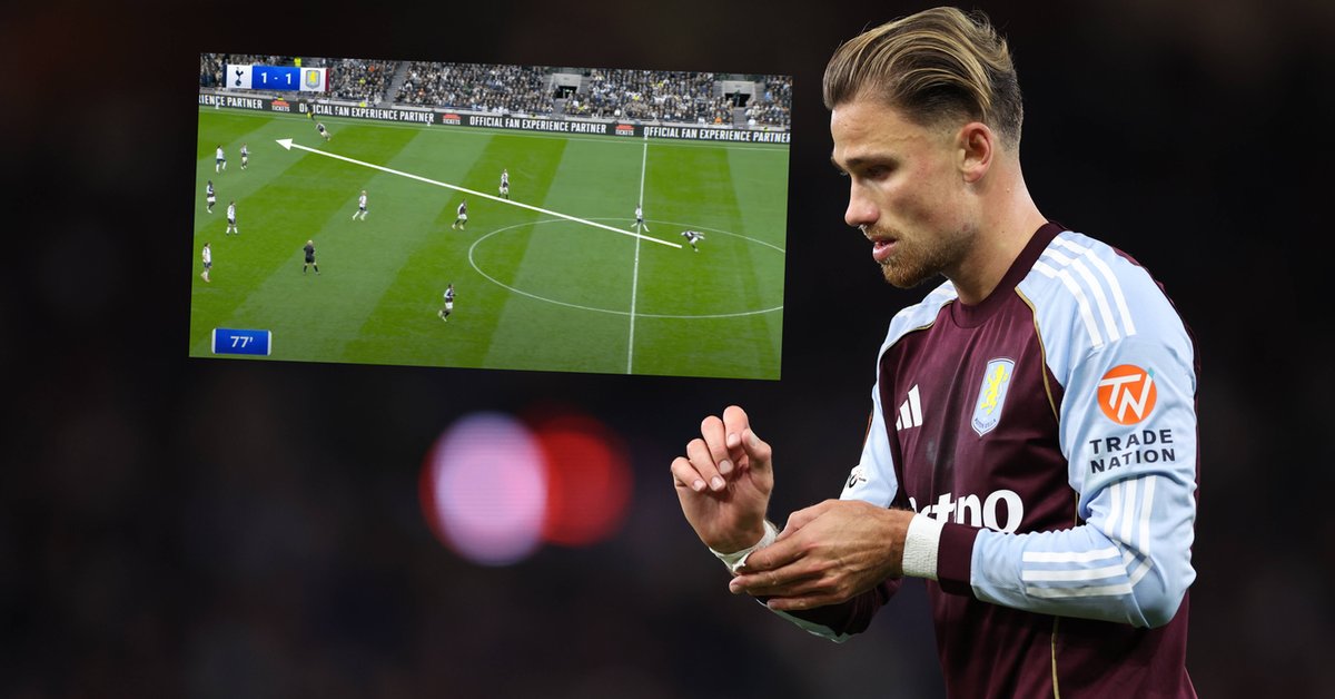 Tak wyglądało podanie Casha w meczu z Tottenhamem (źródło: "The Athletic")