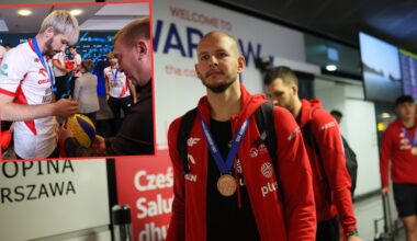 Reprezentacja Polski podczas konferencji prasowej po przylocie z mistrzostw świata