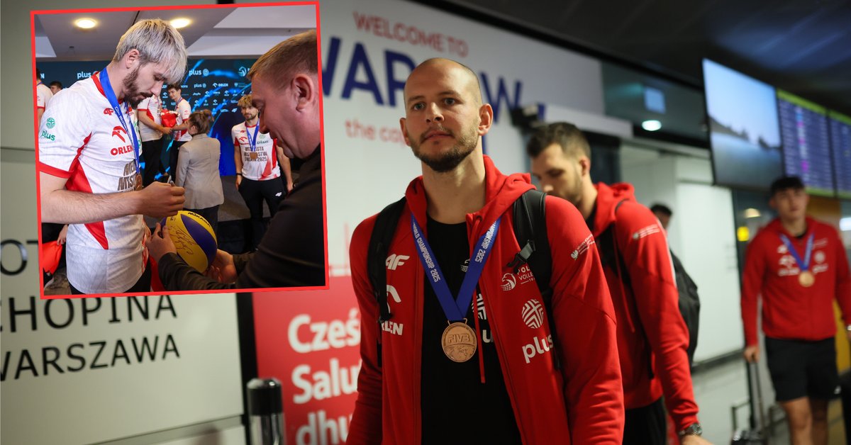 Reprezentacja Polski podczas konferencji prasowej po przylocie z mistrzostw świata