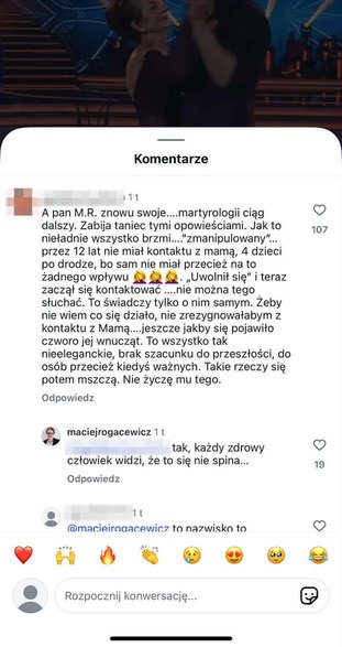 Brat Marcina Rogacewicza komentuje wpis o aktorze?